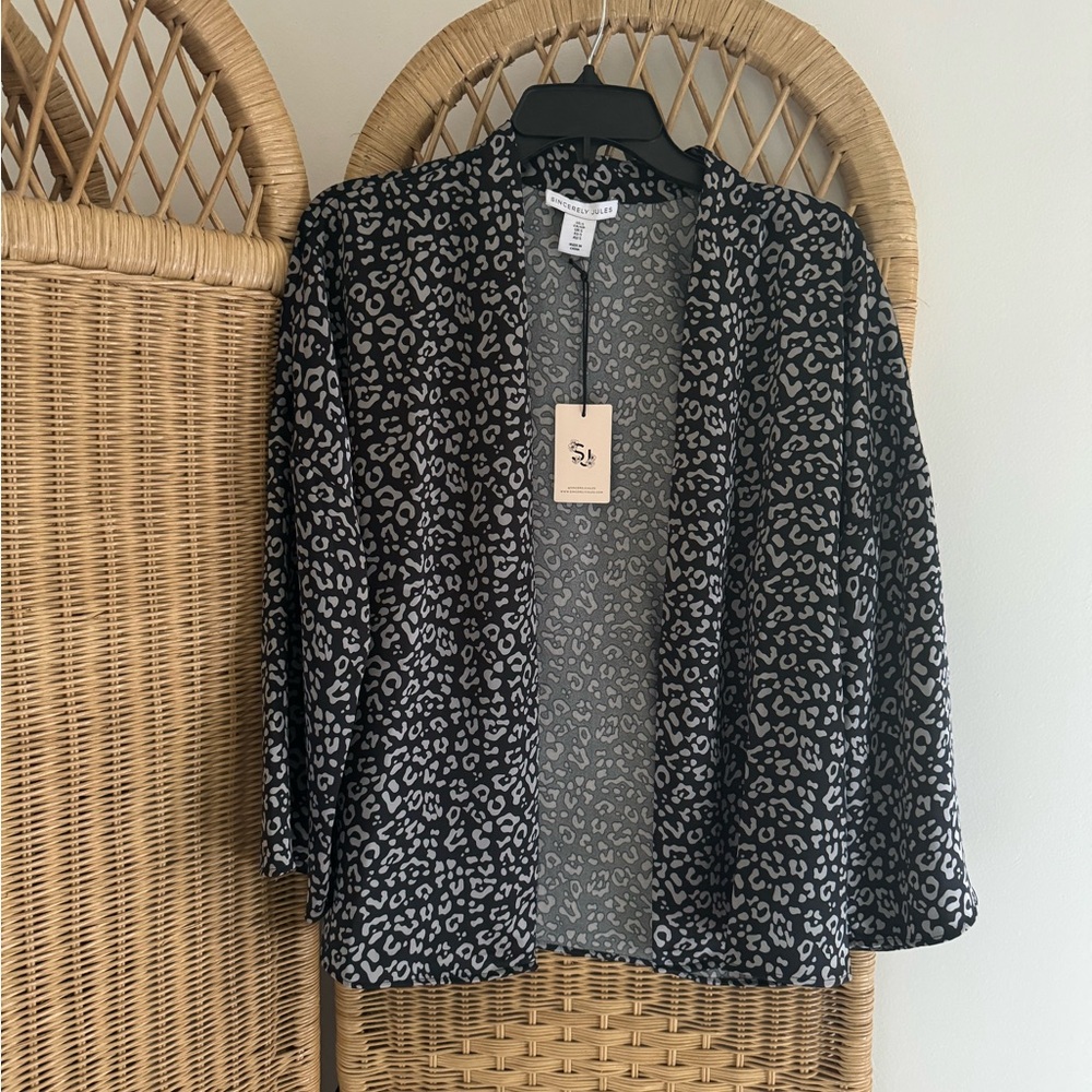 Sincerely Jules Black and Gray Animal Print Cardigan